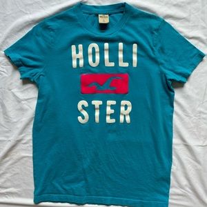Hollister Men’s Short Sleeve Tee Shirt, Turquoise Blue, Small